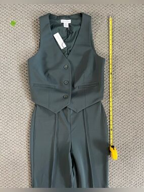 cupcakes & cashmere Forest Green Double-Button Vest & Pants Set